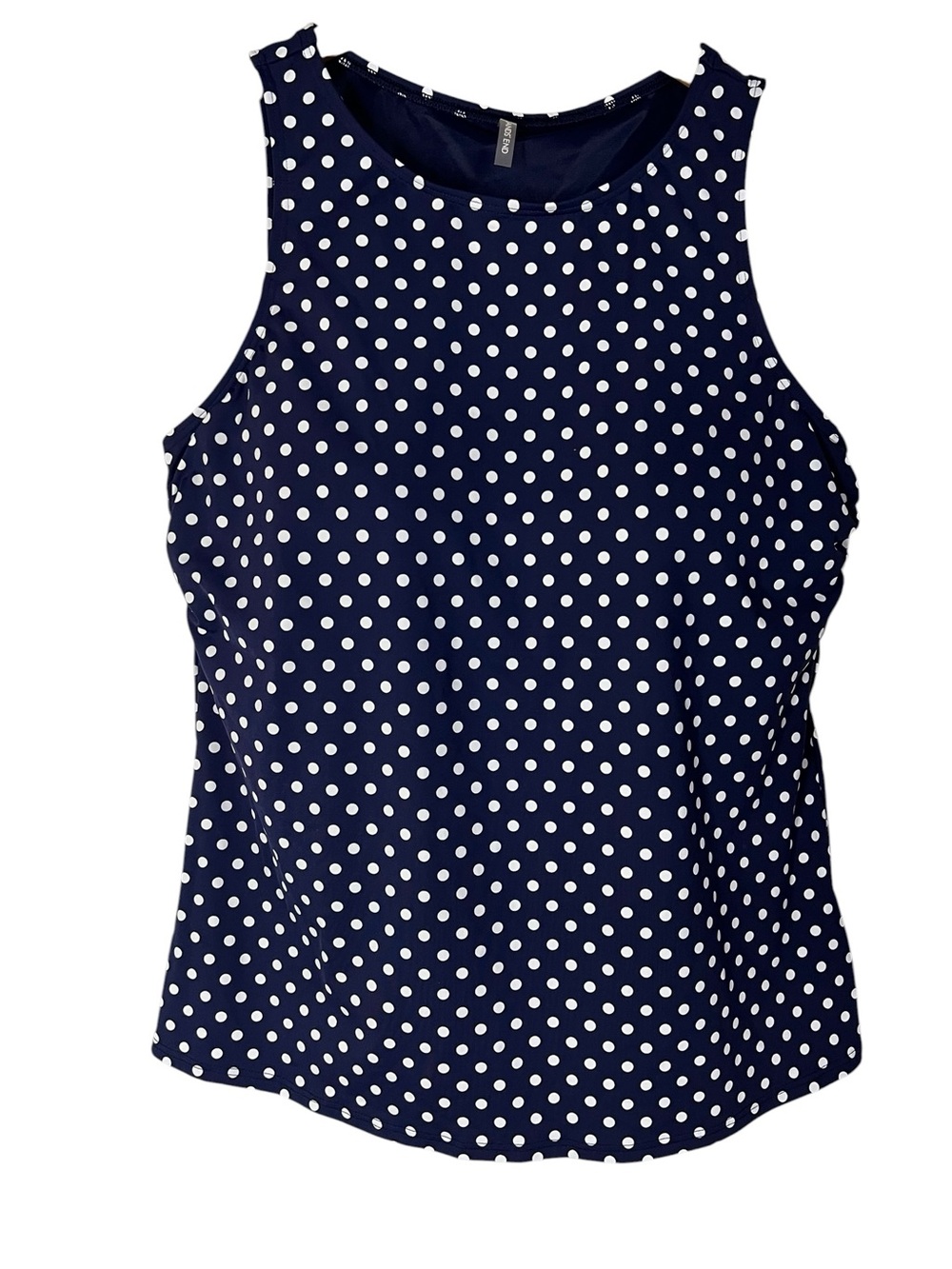 Lands End Navy Blue White Polka Dot Tankini Tank Top Swim Top Womens 18